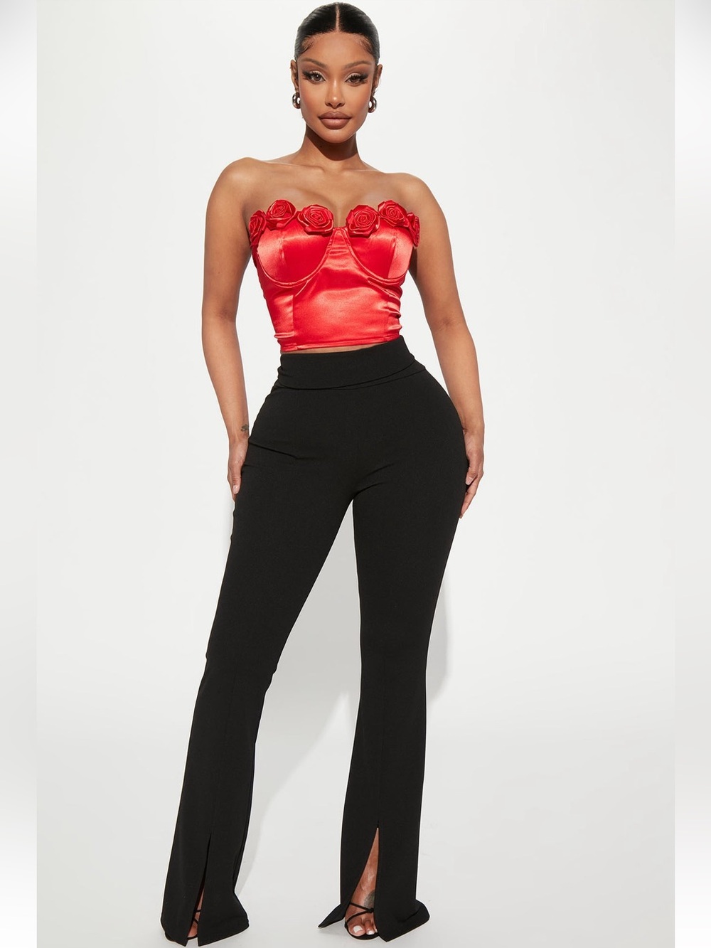 Black high waisted pants with slits in front new with tags medium